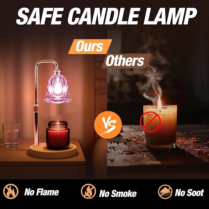 Candle Warmer Lamp with Timer and Dimmer, Electric Wax Warmers for Scented Candles with 5 Brightness Settings, Anti-Glare Lamp with Adjustable Height, Home Decor, Gift for Christmas, Birthday