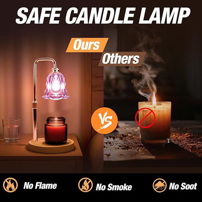 Candle Warmer Lamp with Timer and Dimmer, Electric Wax Warmers for Scented Candles with 5 Brightness Settings, Anti-Glare Lamp with Adjustable Height, Home Decor, Gift for Christmas, Birthday