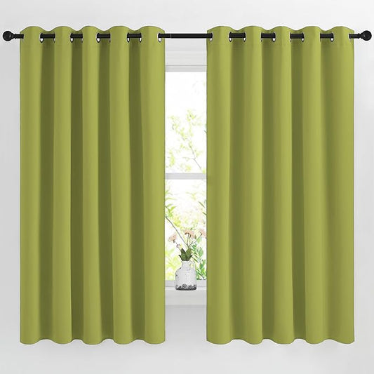 NICETOWN Room Darkening Draperies Curtains Panels - Window Treatment Thermal Insulated Solid Grommet Room Darkening Curtains/Panels/Drapes for Bedroom (Fresh Green, Set of 2, 66 by 66 Inch)