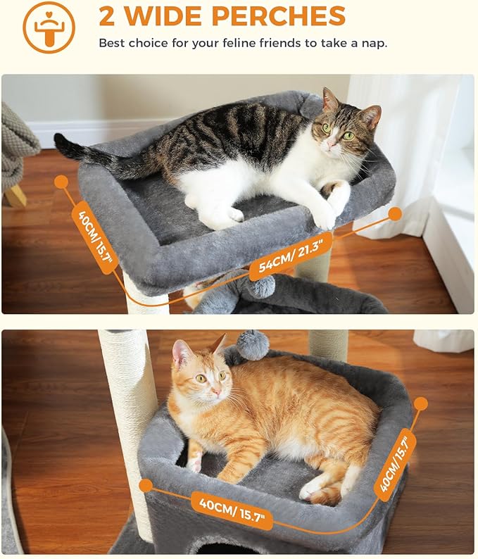 PEQULTI Cat Tree Cat Tower with Sisal-Covered Scratching Posts and Extra-Large Cat Perch Suitable for Small to Medium Cats-Mewly Pet