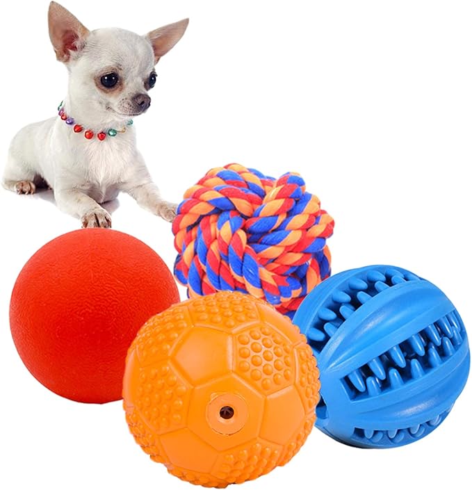 Puppy Balls - Pack with Different Functions & Teething Toys for Small Dogs, Squeaky Dog Balls, Rubber Chew Toys for Enrichment-Mewly Pet