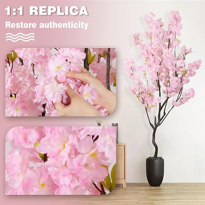 7.2ft Artificial Cherry Blossom Tree for Indoor Decor,Nearly Nature Pink Silk Flowers Fake Tree Tall,Realistic Faux Cherry Plant Wishing Tree Outdoor Front Door Handmade for Office Living Room Decor
