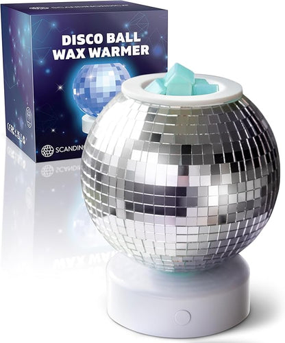 SCANDINORDICA Disco Ball Wax Warmer Rotating with Colors Changing Night Light, Cute Scent Oil Candle Wax Melts Warmer for Home, Disco Candle Warmer Wax Melter | Disco Ball Decor for Home