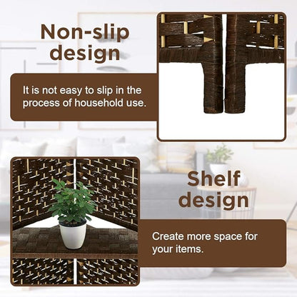 Room Divider 6 Panel Room Screen Divider Folding Portable partition Screen Wood with Removable Storage Shelves Colour Brown