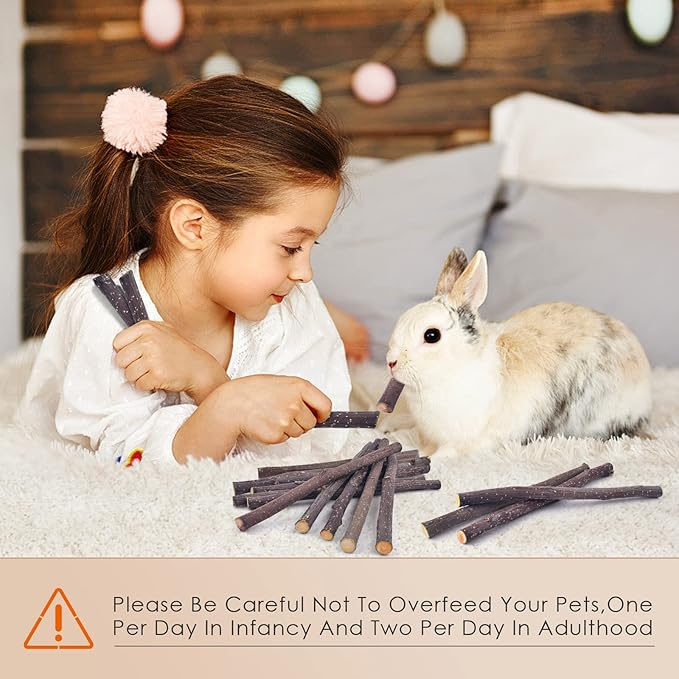 Bissap 230g/8.1oz Apple Sticks for Rabbits, Natural Bunny Chew Toys and Treats for Chinchilla Guinea Pig Hamster Gerbil Small Animals Pet Apple Wood Stick Toys Teeth Grinding-Mewly Pet