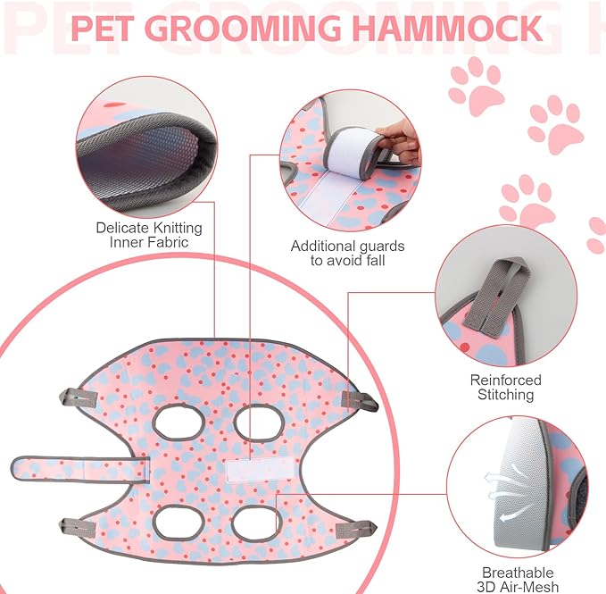 Dog Grooming Hammock for Small Dogs & Cats, Dog Grooming Harness for Nail Trimming, Pet Grooming Sling Helper with Nail Clippers/Nail Trimmers-Mewly Pet