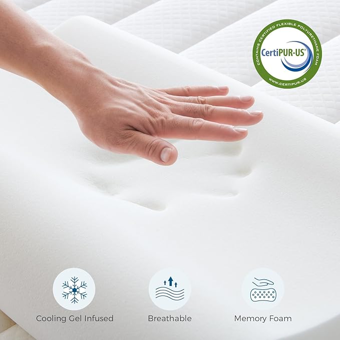 Inofia 12 Inch Twin XL Mattress in A Box, Memory Foam Ergonomic Pillow Included, Medium Firm Feels, Low Motion Transfer, Full Body Support and Release for All Sleeper