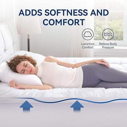BDEUS Dual Layer 5 Inch Memory Foam Mattress Topper Twin XL Size for Dorm Room, 2 Inch Gel Memory Foam Plus 3 Inch 1450 GSM Pillow Top Mattress Pad Cover,College Dorm Essentials,White