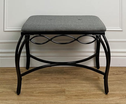 Mango Steam Heather Gray Shoe Bench - Vanity Seat for Makeup Room, Dressing Stool, Entryway Bench - Powder Coated, Upholstered, Space Saving