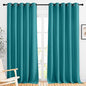 NICETOWN Bedroom Blackout 110 inch Curtains for Sliding Glass Door, Grommet Thermal Insulated Solid Window Treatments Sound Reducing for Living Room, W66 x L110, Peacock Teal, Set of 2