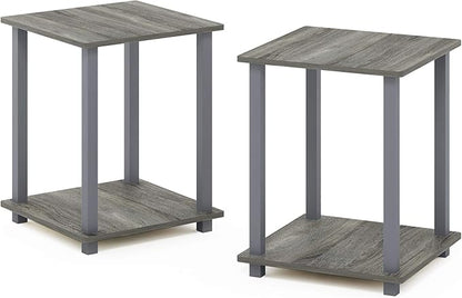 Furinno SIMPLISTIC Side Table Set of 2, 2-Tier End Table, Nightstand, Night Stand, Bedside Table, Easy Assembly, for Living Room, Bedroom, French Oak