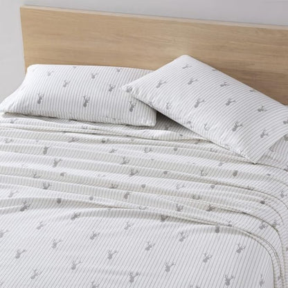 Eddie Bauer - Twin Sheets, Cotton Flannel Bedding Set, Brushed For Extra Softness, Cozy Home Decor (Deer Lodge, Twin)