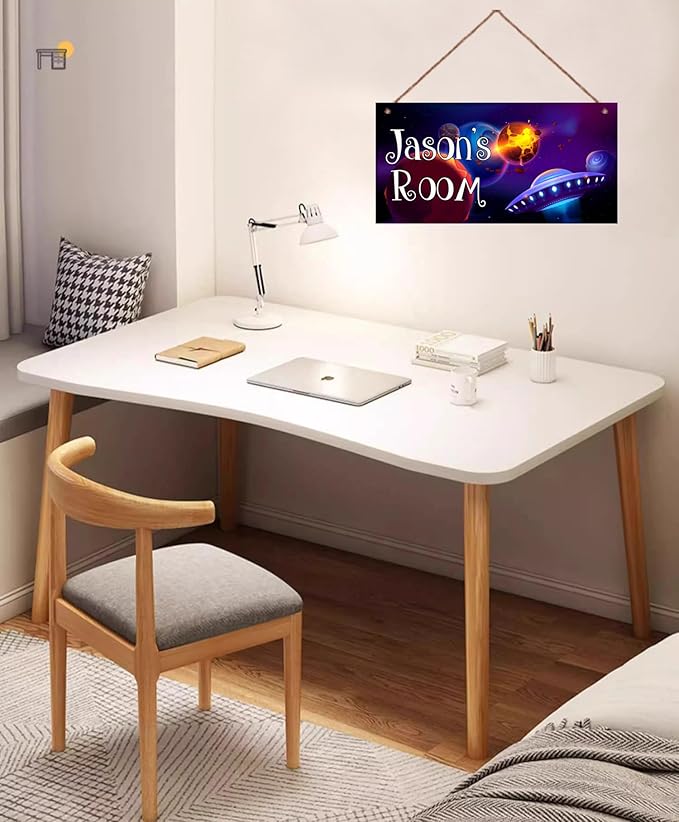 Personalized Signs Star Wall Hanging Sign, Motivational Hanging Plaque Sign Outer Space Room Wall Art, Alien Ship Nursery Decor for Boys Room Kids Playroom Classroom Decor