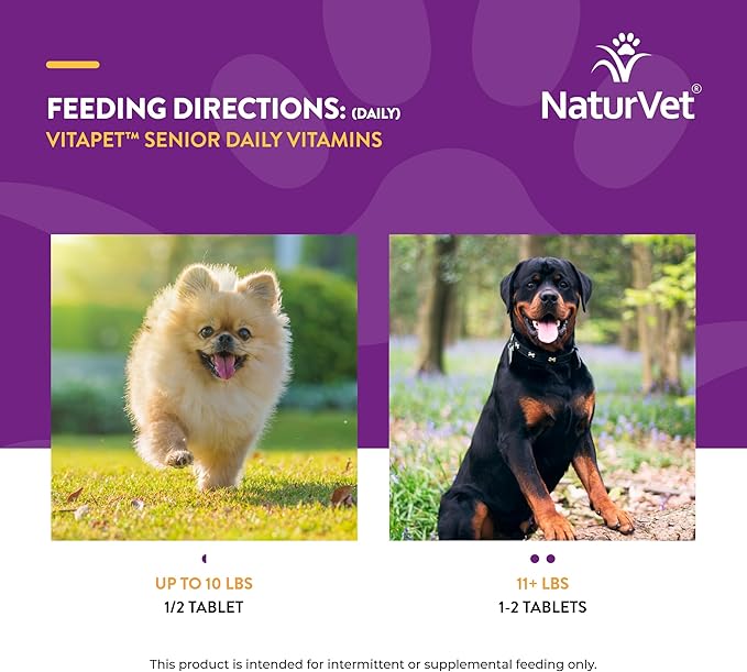 NaturVet VitaPet Senior Daily Vitamins Plus Glucosamine, Dog Multivitamin Supplement, Chewable Tablets, Time Release, Made in The USA with Globally Source Ingredients 180 Count-Mewly Pet