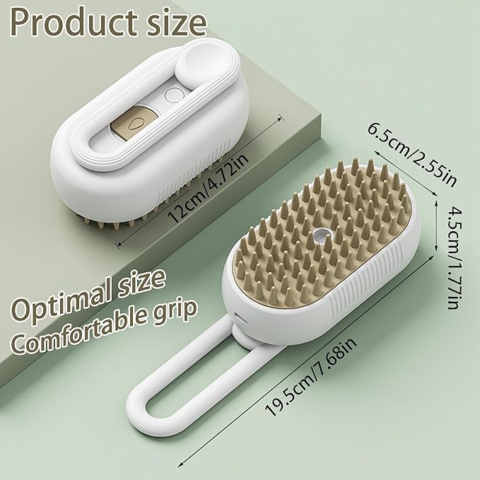 Cat Steam Brush for Shedding Dog Brush with Steam Pet Hair Cleaning Brush Comb for Spray 3 in 1 Pet Grooming for Long & Short Haired Pets – Spritz Defur Comb for cats(Gray)-Mewly Pet