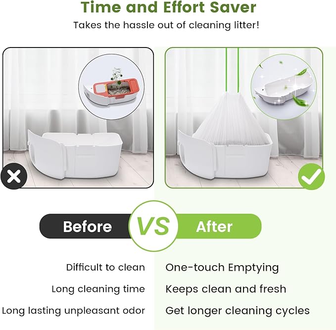 67 Count Cat Litter Bags for Pet Pura MAX Self-Cleaning Litter Box, Drawstring Kitty Liners for Automatic Waste Drawer Bin, Disposable Replacement Poop Trash Bag, Durable Leak-proof - 21 * 15.7 "-Mewly Pet