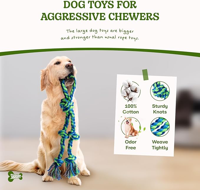 Dog Rope Toy for Large Dogs, 2 Pack Heavy Duty Dog Chew Toys for Aggressive Chewers, Indestructible Dog Toys for Super Chewer, Durable Tug of War Pet Toy for Medium to Large Breed Teeth Cleaning-Mewly Pet