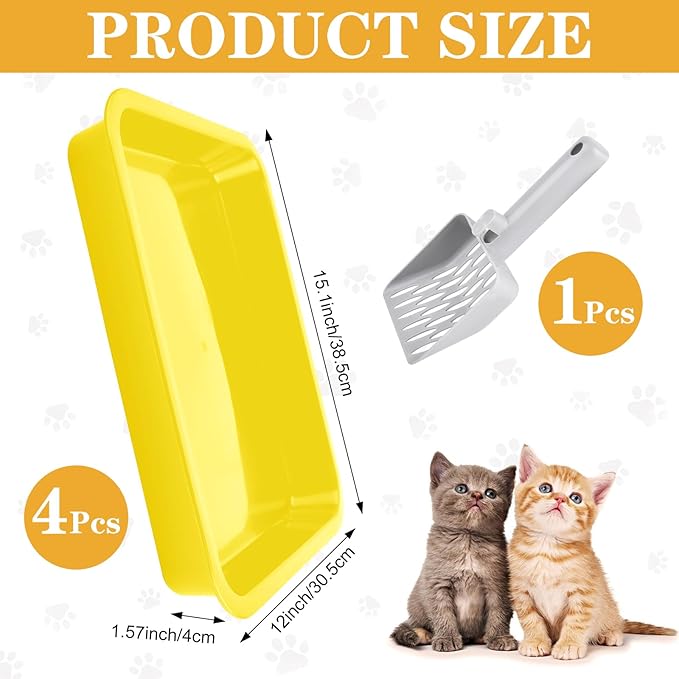 4 Pcs Open Small Kitten Litter Box, 15x12x1.4 Inch Low Entry Mini Open Cat Litter Box Rabbit Litter Pan Portable Shallow Litter Box Waterproof Travel Toilet for Bunny Guinea Pig Small Pet-Mewly Pet