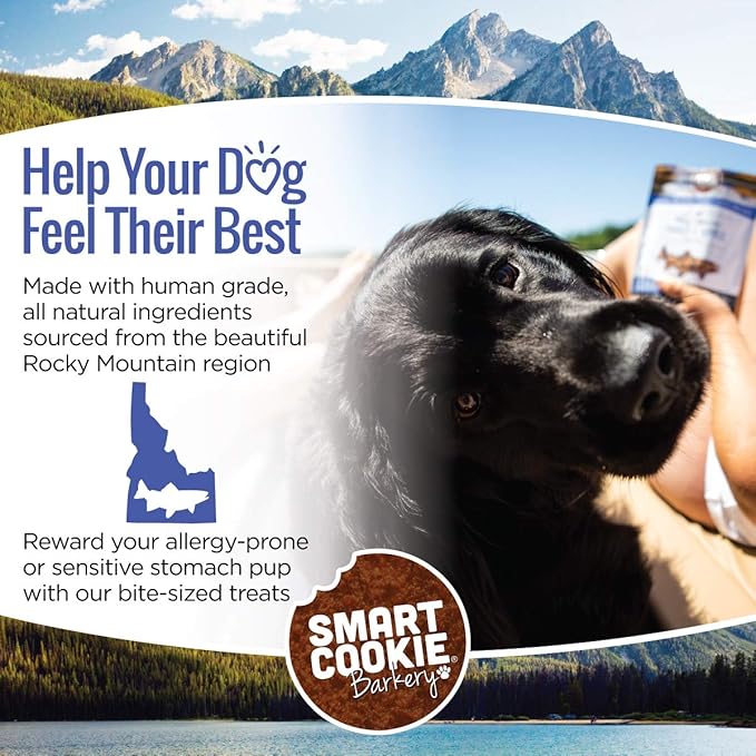 Smart Cookie All Natural Soft Dog Treats - Trout & Apple - Healthy Dog Treats for Allergies, Sensitive Stomachs - Chewy, Grain Free, Human-Grade, Made in The USA - 5oz Bag-Mewly Pet