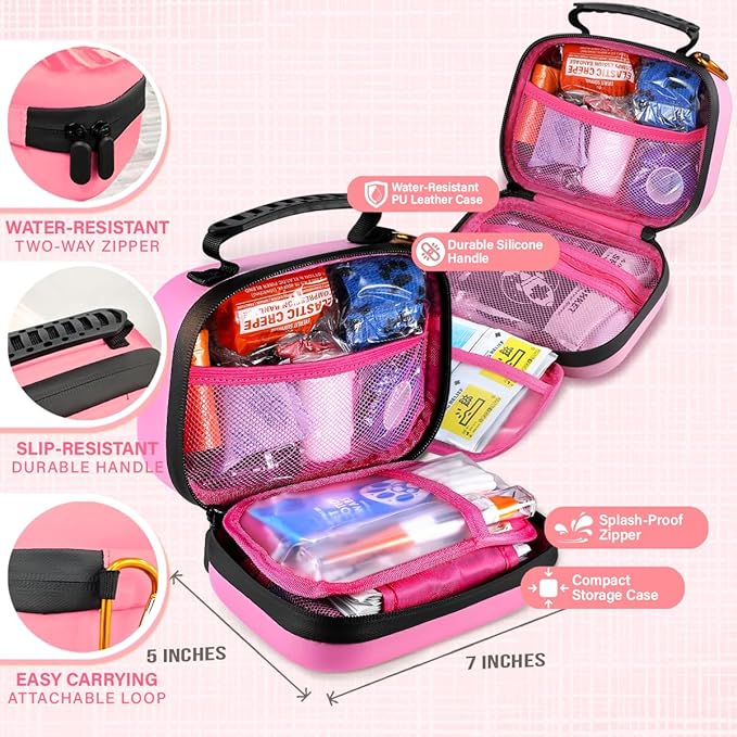 EVERLIT Pet Medic First Aid Kit | 95 Pcs Vet-Approved Medical, Outdoor & Emergency Supplies for Dogs, Cats, Animal Care | Travel-Friendly Compact Bag for Home, Car and Travel (Valentine Lace)-Mewly Pet