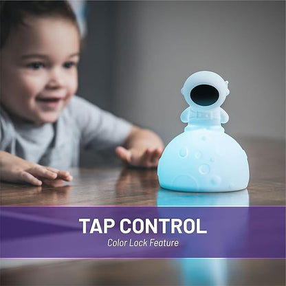 Lumipets Junior Astronaut Night Light, Soft Silicone Material, 8 Soothing Colors, Cordless, Easy Control, Portable