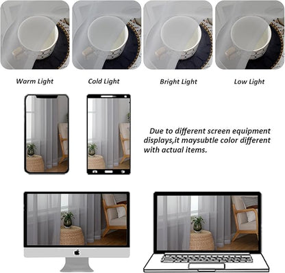 Chyhomenyc Light Grey Sheer Curtains 36 inch Length 2 Panels, Light Filtering Voile Rod Pocket Short Window Curtians for Bathroom Living Room Farmhouse Small Windows, 42Wx36L inches