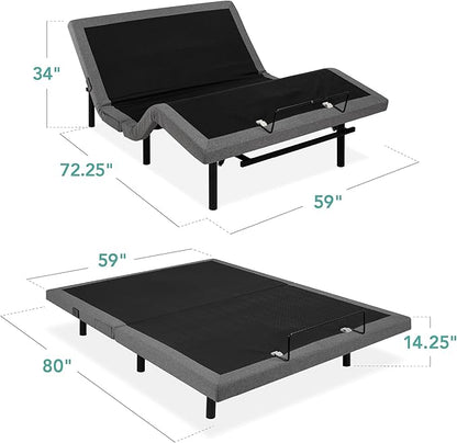 Best Choice Products Ergonomic Queen Size Adjustable Bed Frame, Electric Base w/Wireless Remote Control, Nightlight, Massager, 2 USB Ports