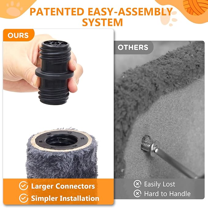 KITTY KINGDOM 65in Large Cat Tree Condo Furniture for Indoor Kitties, Multi-Level Cat Tower with 4 Scratching Posts, Cat Cave, Hammock, Perch & Reinforced Base, Plush Gray-Mewly Pet