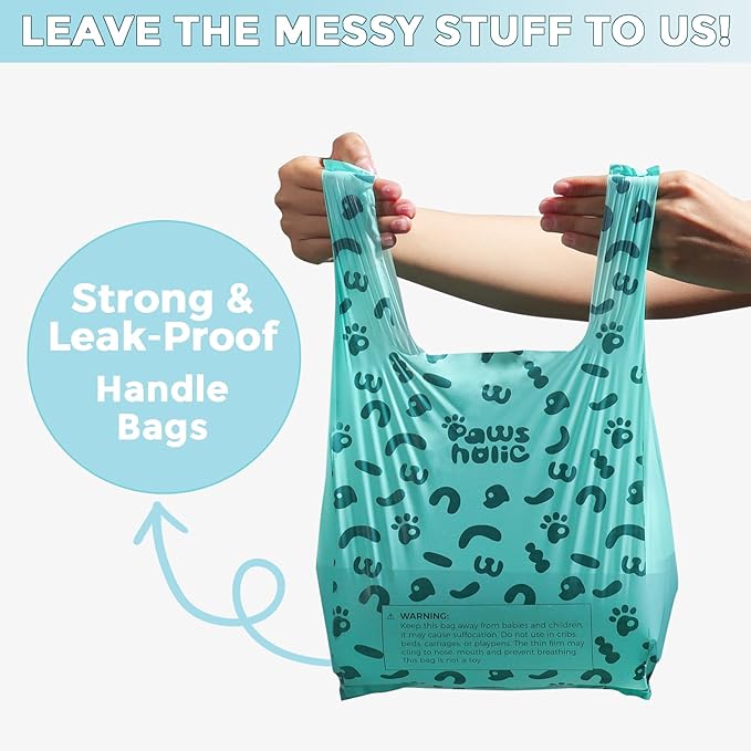 Poop Bags for Dog and Cat - Biodegradable 100% Leak-Proof Pet Waste Bags with Handle, 360 Count, Cornstarch Based Extra Thick, for Dog Poop and Cat Litter Disposal (Unscented)-Mewly Pet