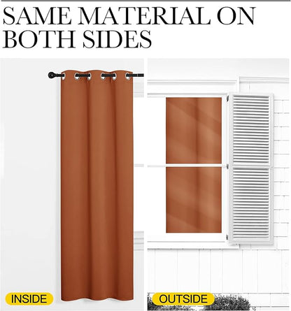 NICETOWN Burnt Orange Curtains for Sliding Glass Door, 84 inch Long, Grommet Single Curtain Panel, Sound Reducing Blackout Curtains for Bedroom/Doorway Living Cabin (8.3ft Wide by 7ft Long)