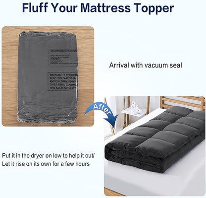 SOPAT Mattress Topper King Size Extra Thick Mattress Pad 8-21" Deep Pocket Soft Down Alternative Fill Mattress Protector Pillow Top Mattress Cover (78x80 Inches, Dark Grey)
