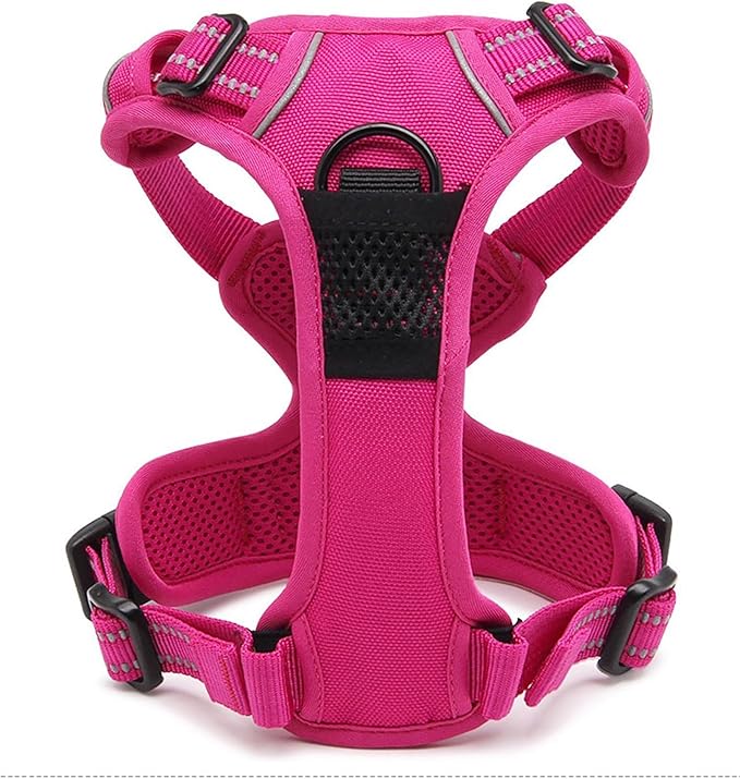TRUE LOVE Truelove Adjustable No-Pull Dog Harness Reflective Pup Vest Harnesses Comfortable Control Brilliant Colors TLH5651(Fushcia,M)-Mewly Pet