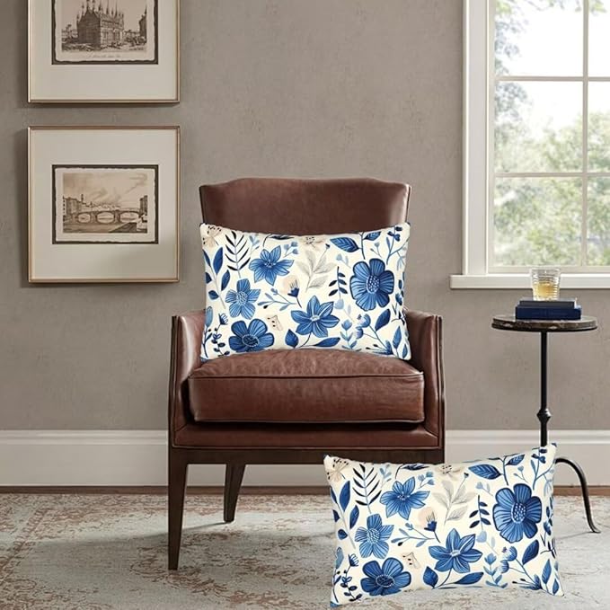 Outdoor Pillows Blue Pillow Covers 28x35 Inch Set of 2 Throw Pillow Covers, Scandinavian Throw Pillows, Lumbar Pillows Cushion Covers Decorative Pillow Covers for Couch Garden Patio Furniture J334