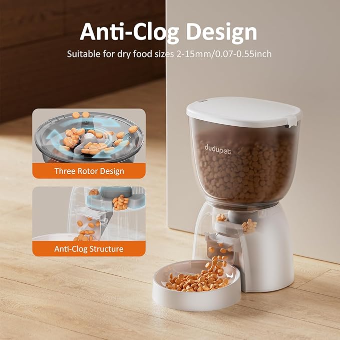 5L/21 Cup Automatic Cat Feeder, Timed Cat Dry Food Dispenser, Automatic Pet Feeders Dual Power Supply, 6 Meal Programmable 1-20 Portion Cats Feeder, Auto Dog Feeders,Pet Food Dispenser for Cats, Puppy-Mewly Pet