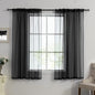 HUTO Black Sheer Curtains 63 Inch Length for Bedroom Rod Pocket Sheer Window Panels for Nursery Living Room, 52" Wx63 L,Set of 2