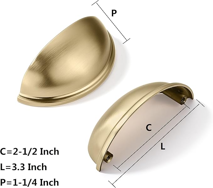 khtumeware 20 Pack 2-1/2" Drawer Pulls Champagne Bronze Cabinet Cup Pulls Kitchen Hardware Cabinet Handles Drawer Handles Knobs 2.5 inch Hole Center