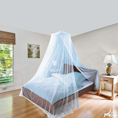 Just Relax Decorative Elegant Bed Net Canopy Set Including Full Hanging Kit, Ideal for Indoors or Outdoors, Intended for a for Covering Beds, Cribs, Hammocks (White, Twin/Full)