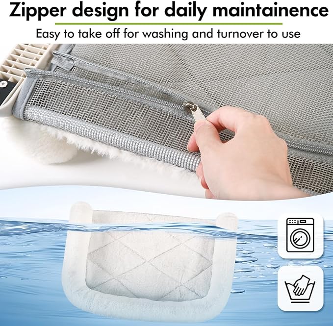 Cat Window Sill Perch with Large Bolster, Easy to Adjust & Assemble Cat Window Seat for Windowsill & Bedside, Pet Hammock Bed for Large Cats and Kittens (White, M)-Mewly Pet