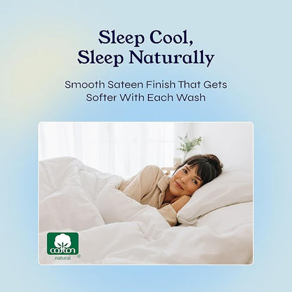 California Design Den Striped King Size Sheets Set - Soft 400 Thread Count Sateen, Natural 100% Cotton Sheets with Deep Pockets, Cooling and Durable Bedding Set - Striped White