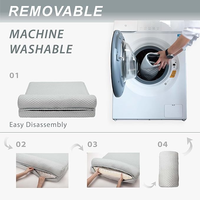 Tinaco Orthopedic Cooling Bed for Large Dogs & Cats - Removable, Washable Cover (White/Grey, Large)-Mewly Pet