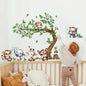 Jungle Animal Wall Stickers Forest Safari Wall Decals Kid Room Nursery Baby Bedroom Décor (Happy Animal Bending Tree)