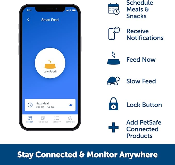PetSafe Smart Feed - Electronic Pet Feeder for Cats & Dogs - 6L/24 Cup Capacity - Programmable Mealtimes - Alexa, Apple & Android Compatible - Backup Batteries Ensure Meal Delivery During Power Outage-Mewly Pet