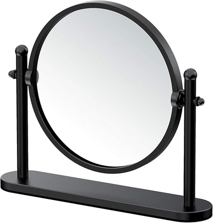 Gatco 1391MX Table Mirror, Matte Black/ 7.50" Double Sided Tabletop Makeup Vanity Mirror with 3X Magnification on One Side and Rotates 360 Degrees