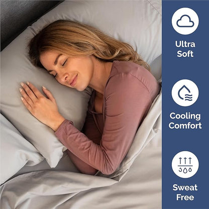 Split King 7 Piece Sheet Set - Comfy Breathable & Cooling - Soft Hotel Luxury Bedding Set with 8-16 Inch Deep Pockets - 1 Flat & 2 Fitted Sheet & 4 Pillowcases - Wrinkle Free & Easy Care - Light Grey
