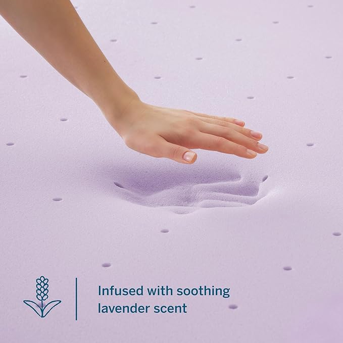 LUCID 3 Inch Lavender Infused Memory Foam Mattress Topper, Queen Size – Ventilated Design – Pressure Relieving Bed Topper - Mattress Pad – CertiPur Certified