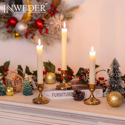 Gold Taper Candle Holders Vintage: Small Candlestick Holders Metal Candle Sticks Holder Decor Antique Decoration for Dinning Table Mantel Wedding Centerpieces Christmas Party Set of 2