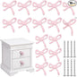 16 Pcs Bow Knobs for Dresser Matel Bow Drawer Knobs Vintage Dresser Handles Cabinet Drawer Pulls for Home Bedroom Kitchen Cabinets Hardware Cupboard (Pink,Classic Style)