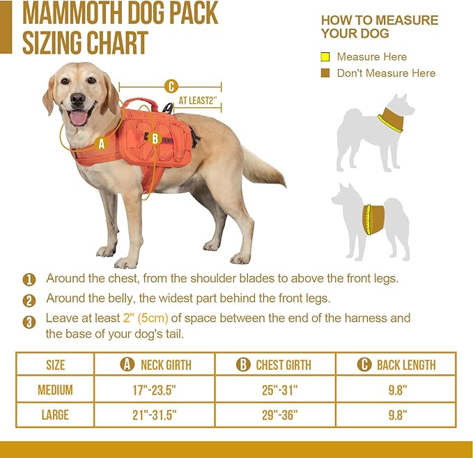 OneTigris Dog Backpack for Medium & Large Dogs, Mammoth Nylon Dog Pack Tactical Backpack Harness with Side Pockets for Hiking Walking Training Running-Mewly Pet