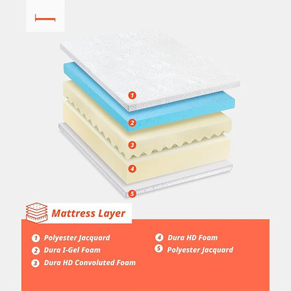 PrimaSleep King Mattress, 9 Inch Gel Memory Foam Mattress, Gel Infused for Comfort and Pressure Relief, CertiPUR-US Certified, Bed-in-a-Box, Medium Firm, King Size