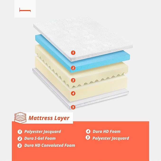 PrimaSleep Full Mattress, 9 Inch Gel Memory Foam Mattress, Gel Infused for Comfort and Pressure Relief, CertiPUR-US Certified, Bed-in-a-Box, Medium Firm, Full Size